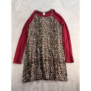 Sun Moon Tee Top Womens Medium Animal Print Round Neck Long Sleeve Casual